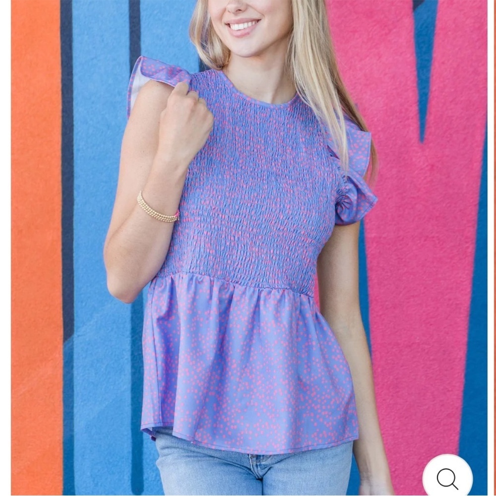 Michelle McDowell size M ruffle sleeve top NWT